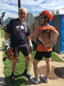 Kelly with Mike, a monarch supporter, along the ride